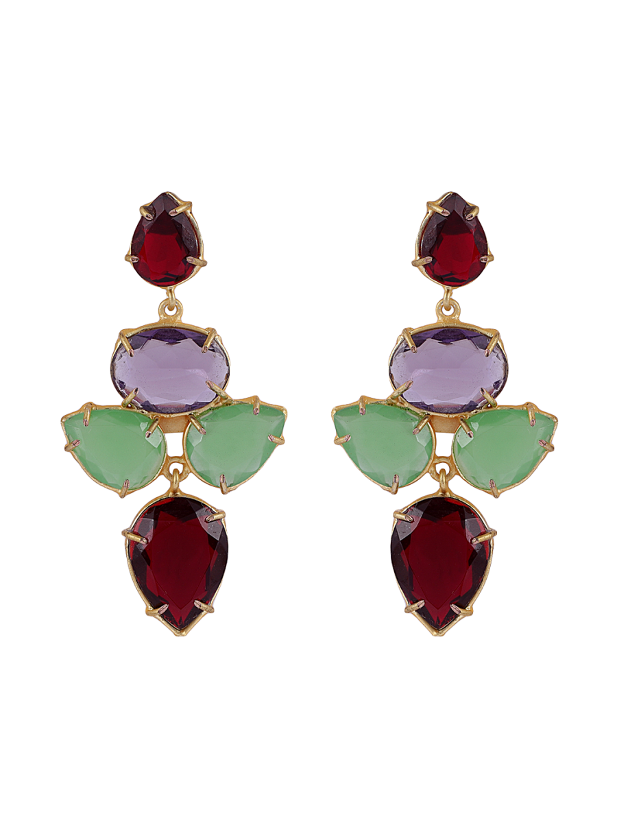 MARIA GREEN AND RED DROP EARRINGS - Image 3