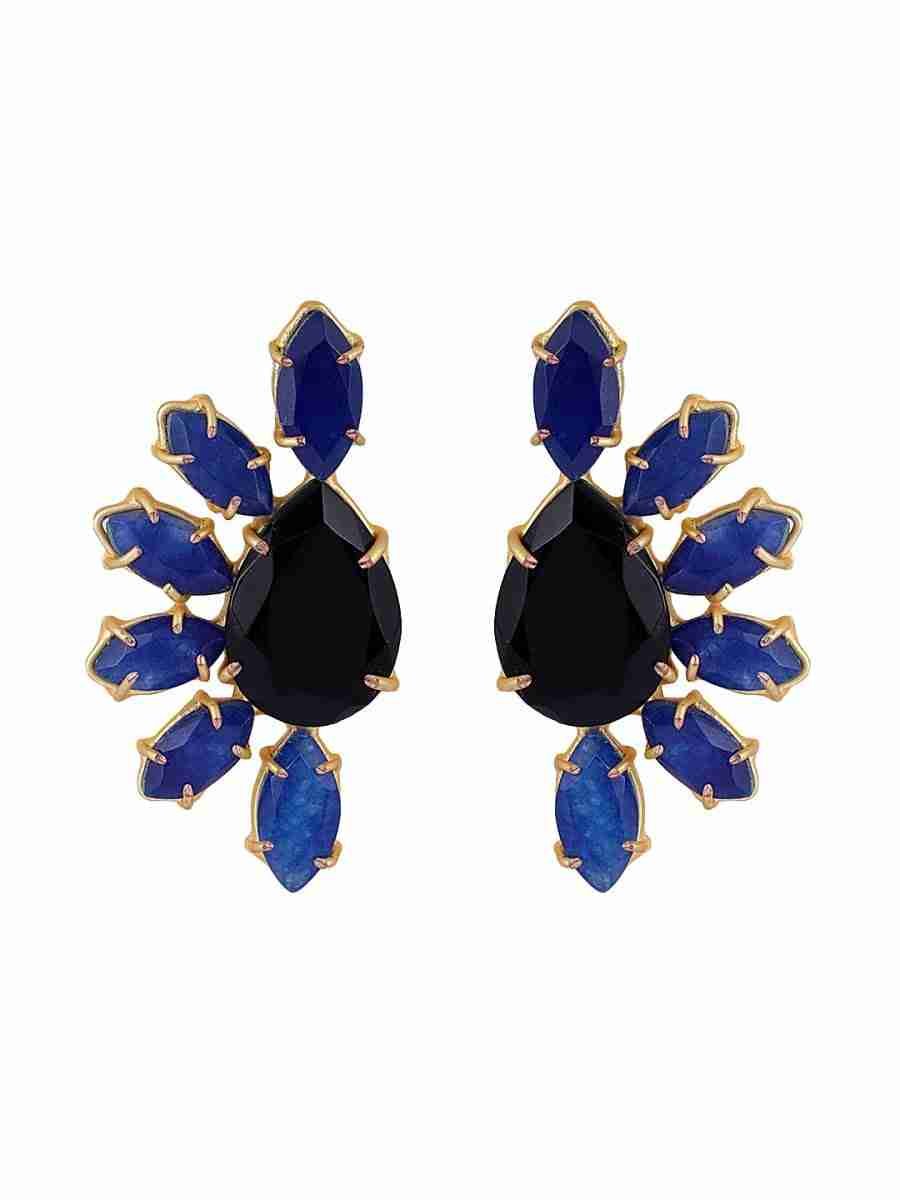 ANAYA BLACK AND BLUE GOLD PLATED STUDS - Image 4