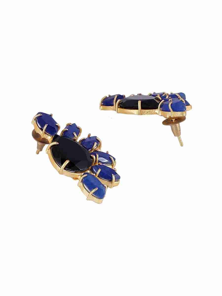 ANAYA BLACK AND BLUE GOLD PLATED STUDS - Image 5