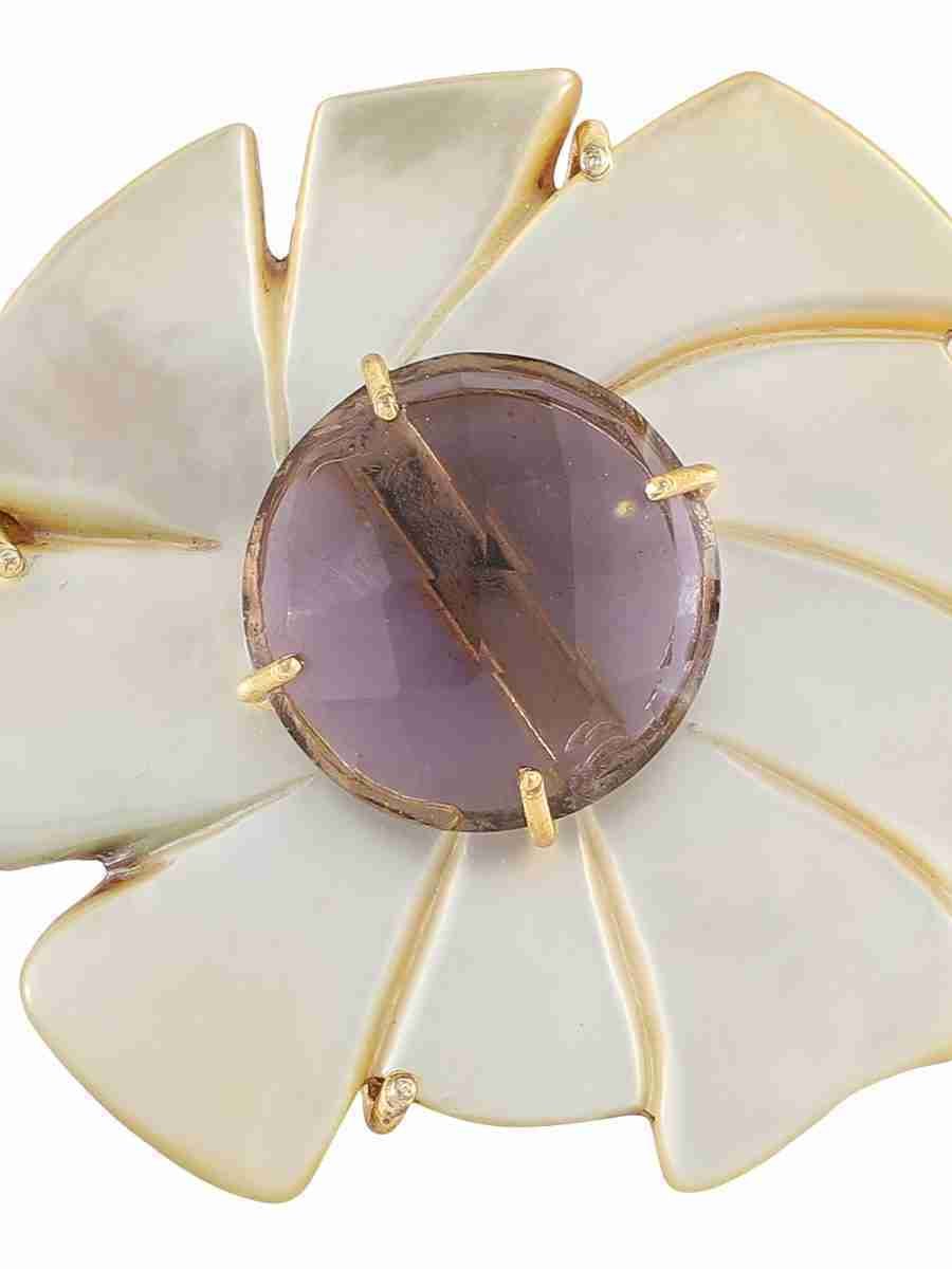 ODESSA MOTHER OF PEARL & AMETHYST RING - Image 5