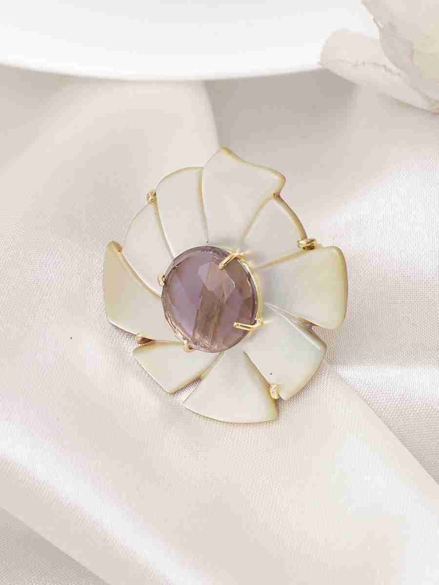 ODESSA MOTHER OF PEARL & AMETHYST RING - Image 2