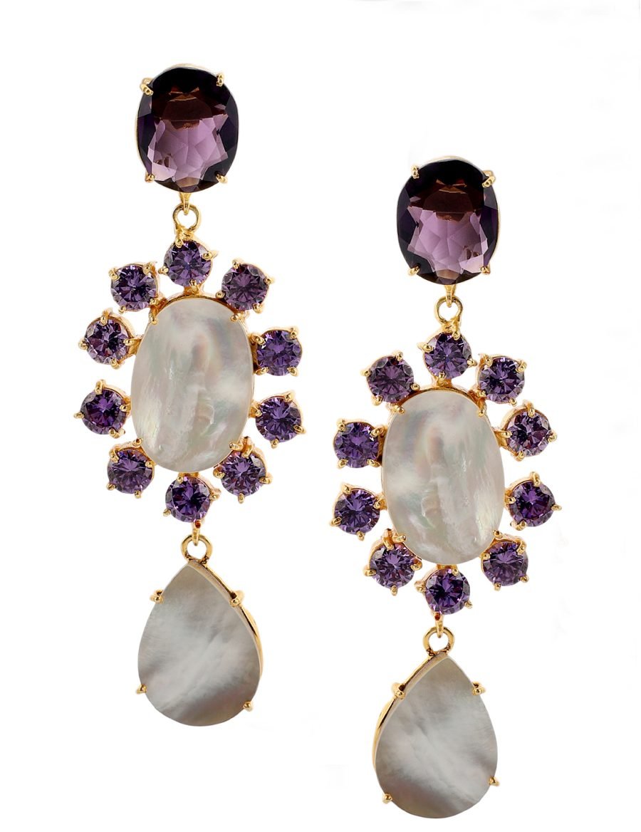 IMALA MOTHER OF PEARL & AMETHYST EARRINGS - Image 2