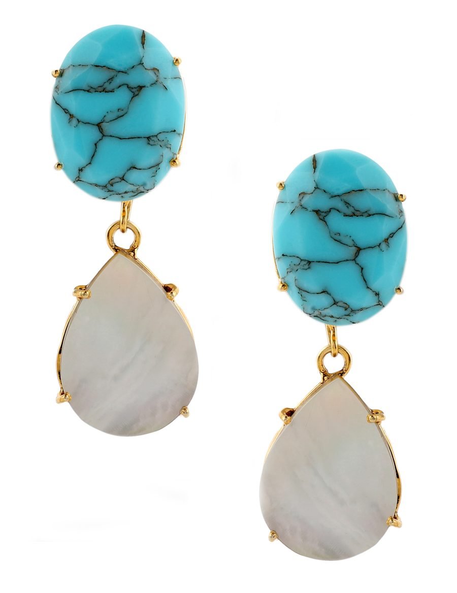 ISMENE TURQUOISE AND MOTHER OF PEARL EARRINGS - Image 2