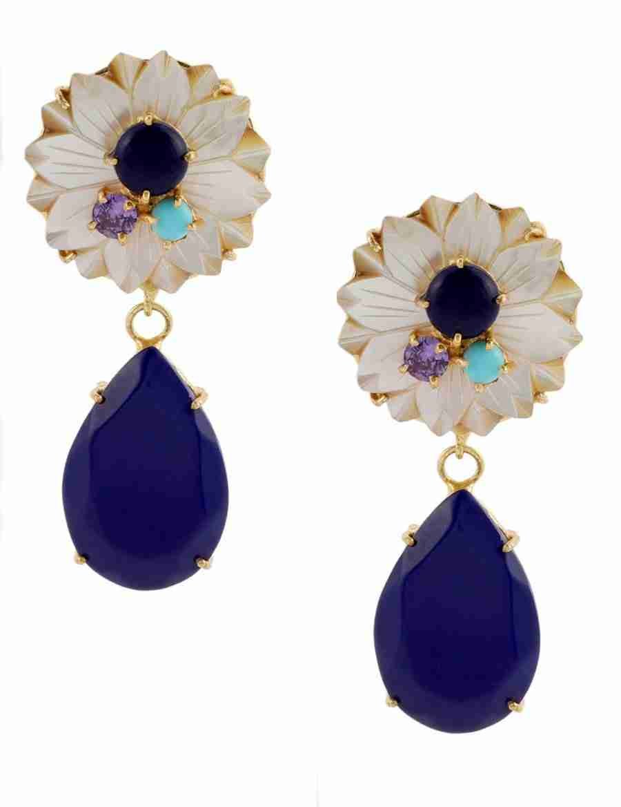 MINERVA LAPIS AND MOTHER OF PEARL EARRINGS