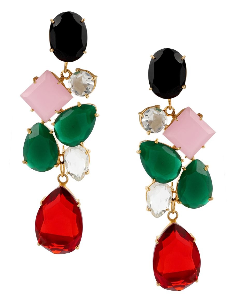 LILOU BLACK ONYX AND ROSE QUARTZ & GARNET EARRINGS - Image 2