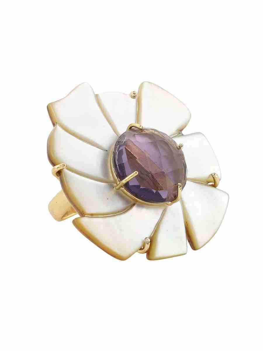 ODESSA MOTHER OF PEARL & AMETHYST RING - Image 3