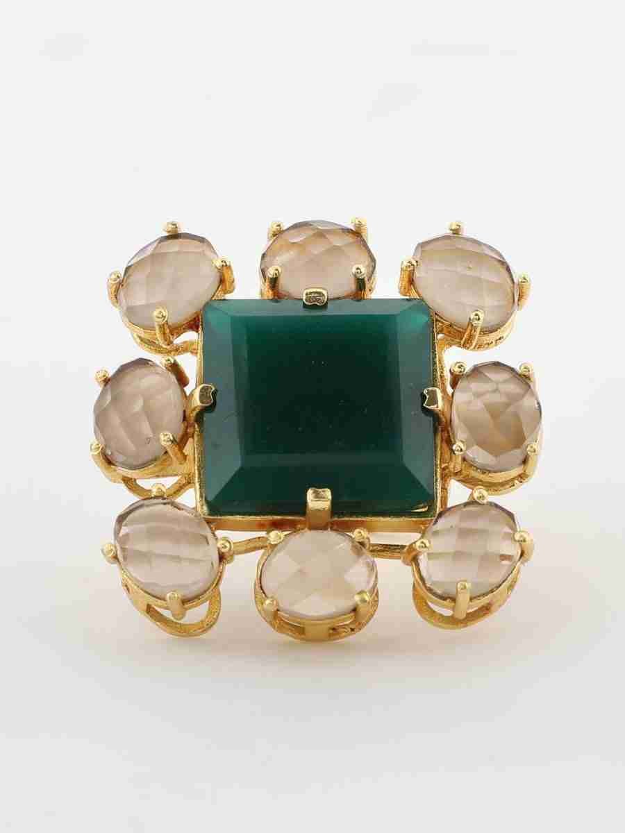 ARTEMIS GREEN ONYX & SMOKY QUARTZ RING - Image 2