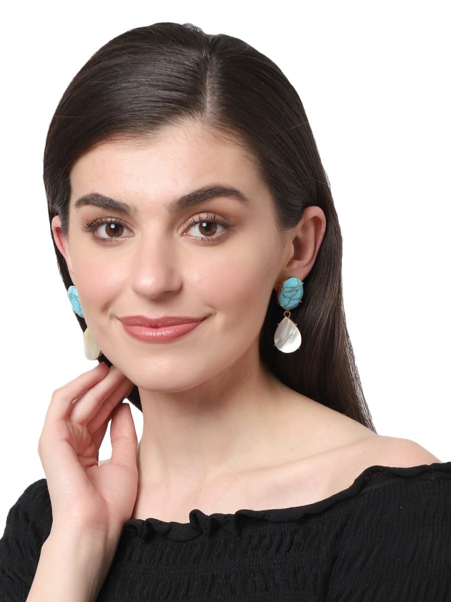 ISMENE TURQUOISE AND MOTHER OF PEARL EARRINGS