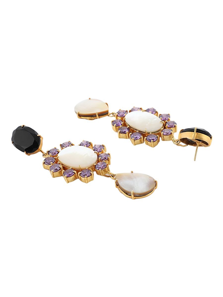 LEONORA BLACK ONYX, AMETHYST & GARNET CONVERT EARRING - Image 4