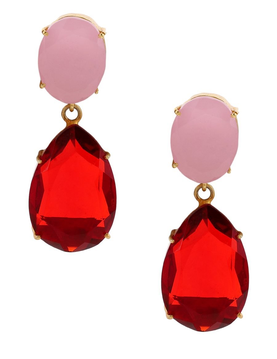 SHIRAYA ROSE QUARTZ & GARNET CONVERT EARRINGS - Image 2