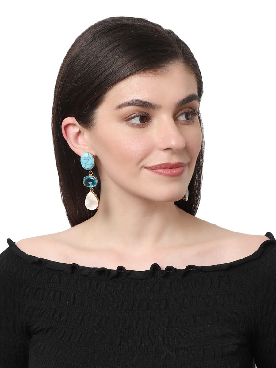 RAIMA TURQUOISE & MOTHER OF PEARL CONVERT EARRINGS