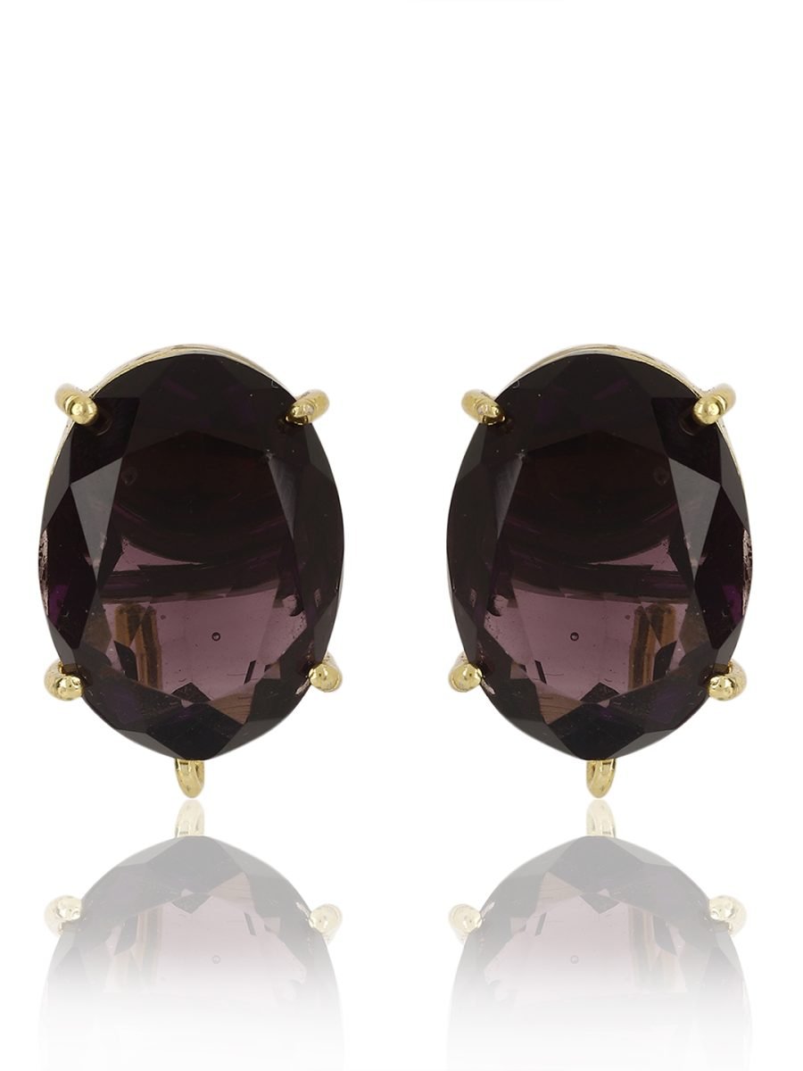 AARVI AMETHYST ONYX GOLD PLATED STUDS - Image 2