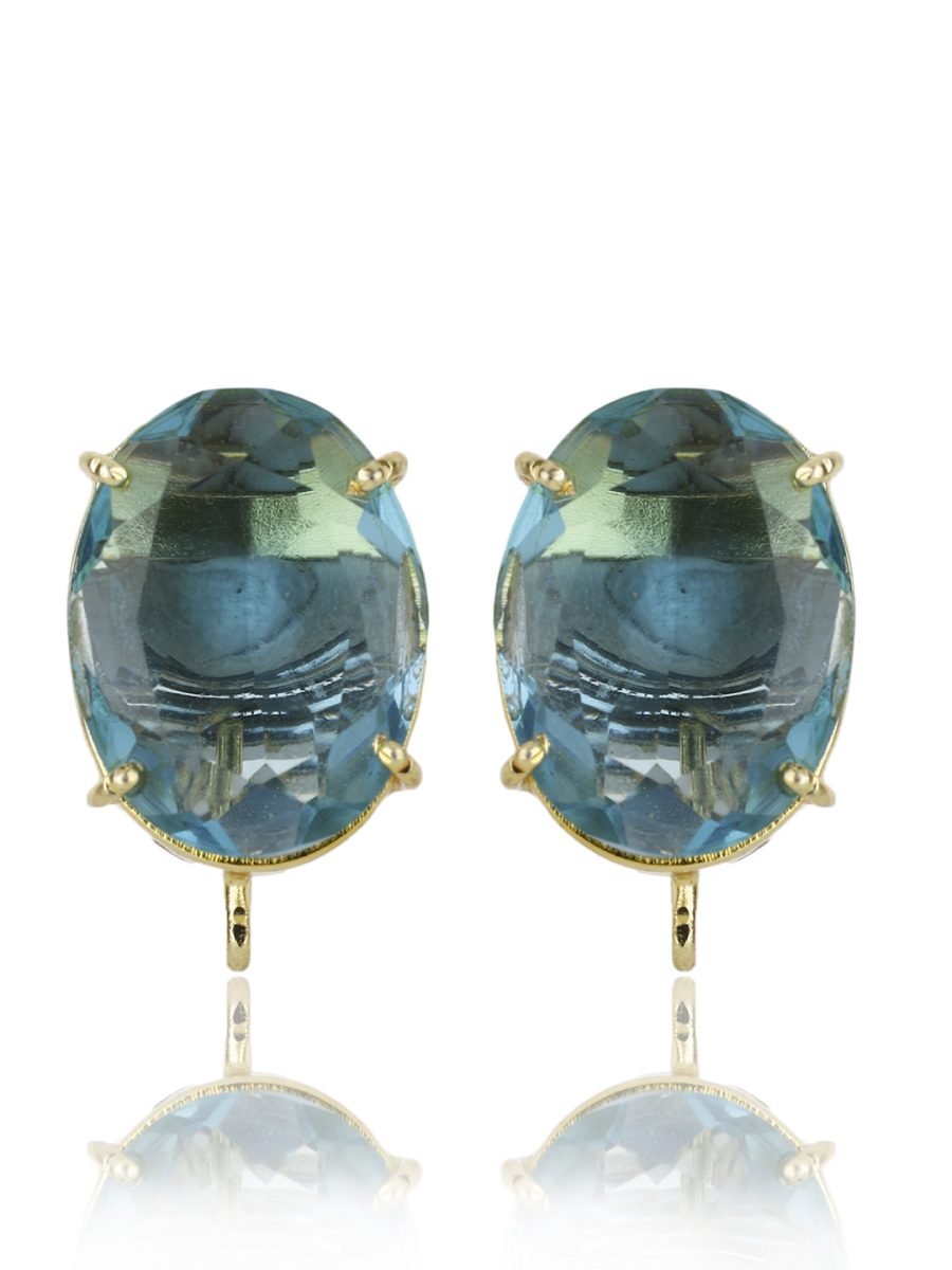 SAIRA BLUE TOPAZ GOLD PLATED STUDS - Image 2