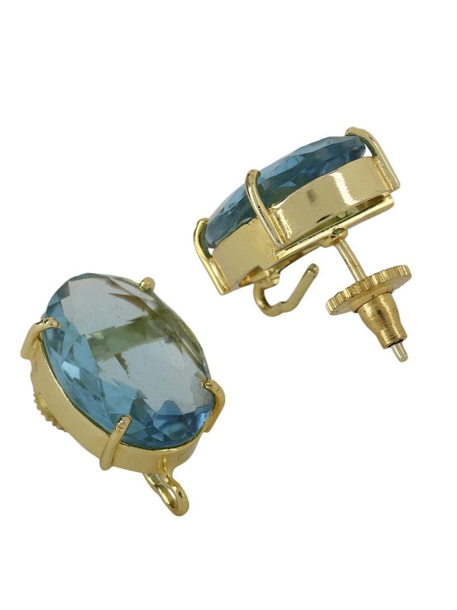 SAIRA BLUE TOPAZ GOLD PLATED STUDS - Image 3