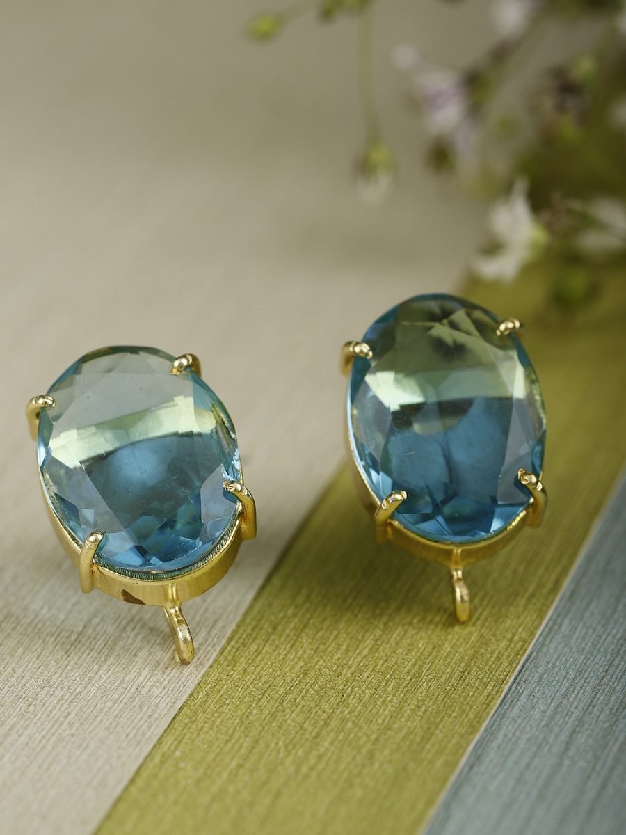 SAIRA BLUE TOPAZ GOLD PLATED STUDS - Image 4