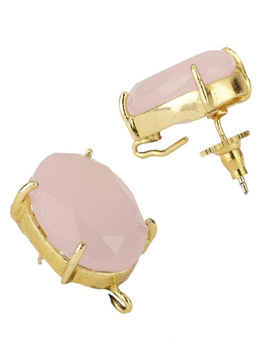 BACCA PINK ONYX GOLD PLATED STUDS - Image 4