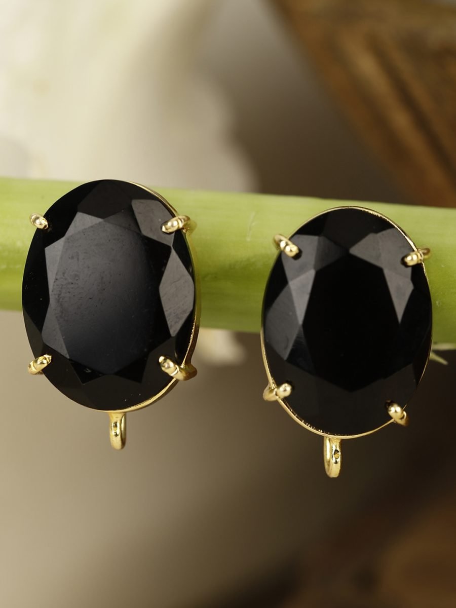 BAINA BLACK ONYX GOLD PLATED STUDS - Image 3