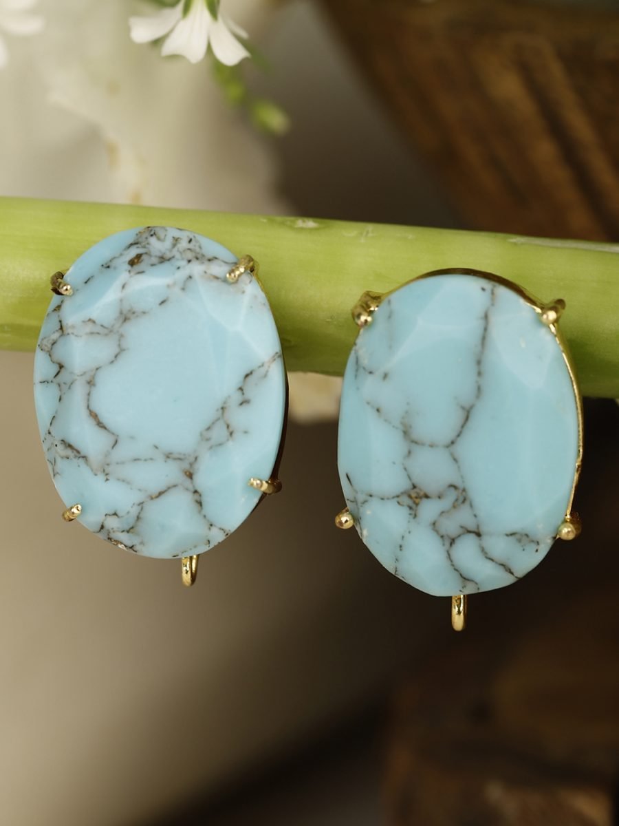 GALAXY TURQUOISE GOLD PLATED STUDS - Image 4