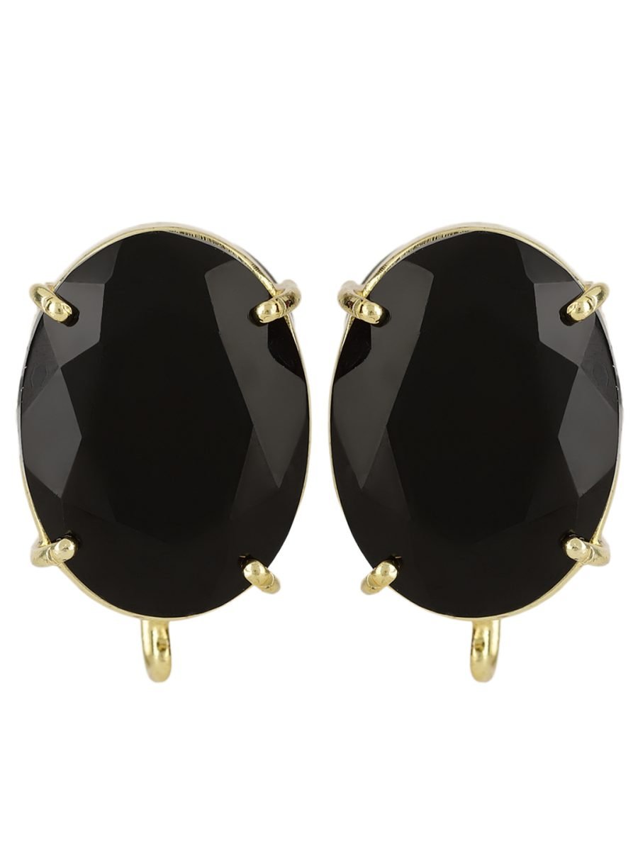 BAINA BLACK ONYX GOLD PLATED STUDS - Image 4