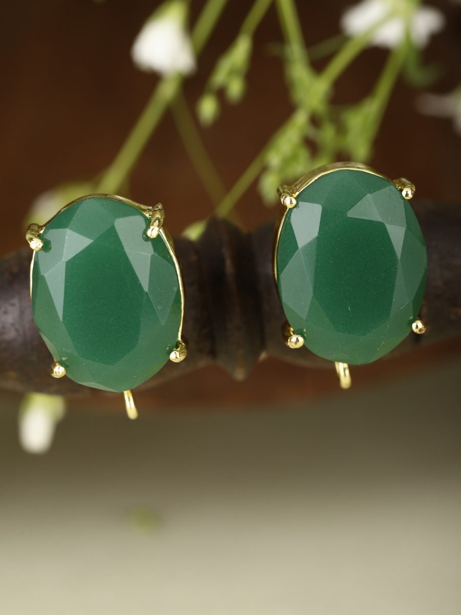 GALEN GREEN ONYX GOLD PLATED STUDS