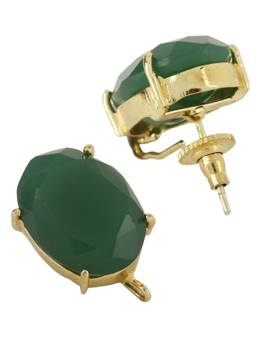 GALEN GREEN ONYX GOLD PLATED STUDS - Image 5