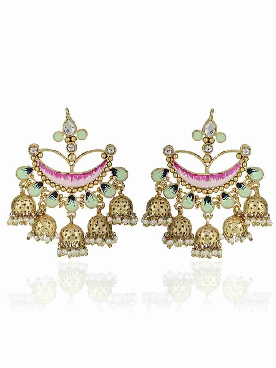 OSHA ENAMELED POLKI AND PEARL EARRINGS - Image 2