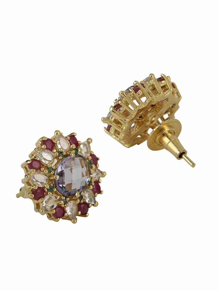 SHANTE RUBY, PURPLE STONE AND CLEAR QUARTZ STUDDED STUDS - Image 3