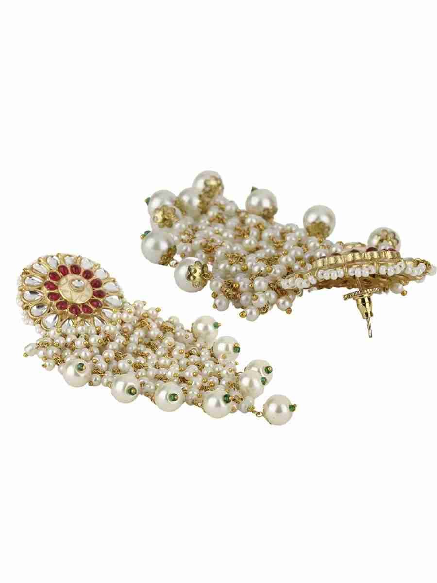 VETA PEARL AND POLKI DROP EARRINGS - Image 3