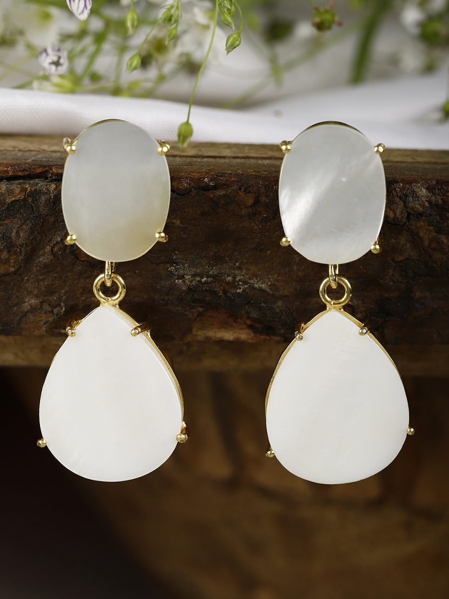 AVANI MOTHER OF PEARL CONVERTIBLE DROP EARRINGS - Image 4