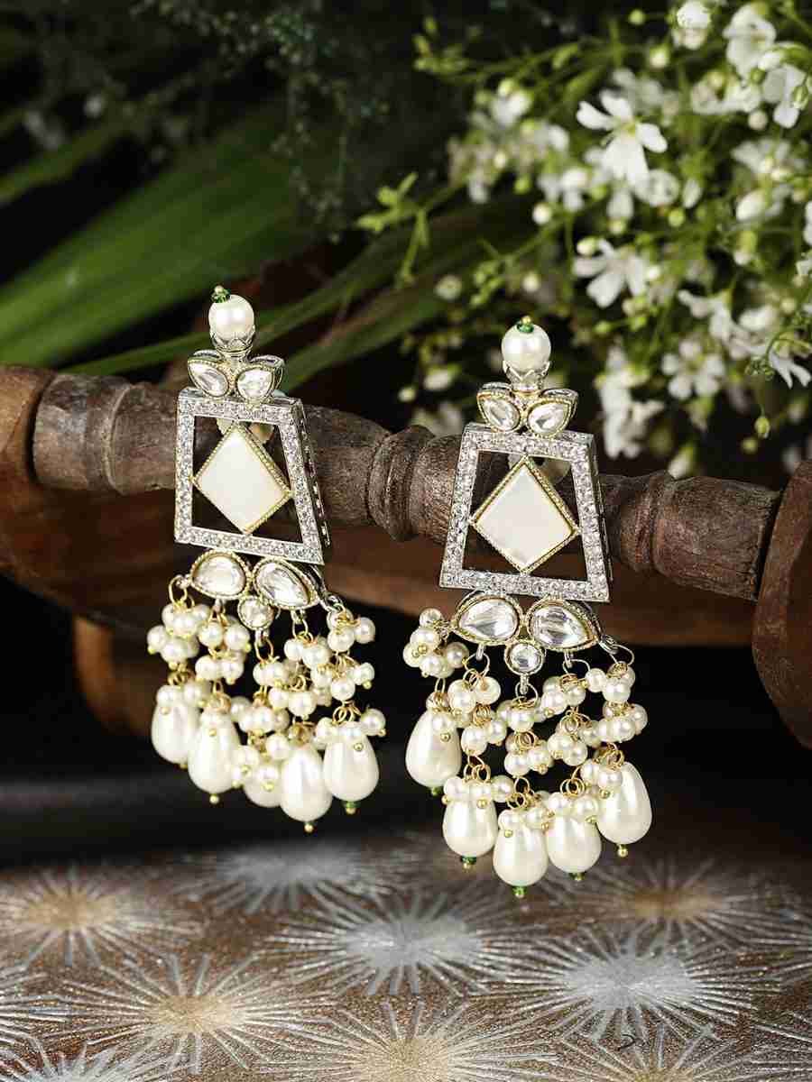 JENA POLKI AND PEARL DROP EARRINGS - Image 4