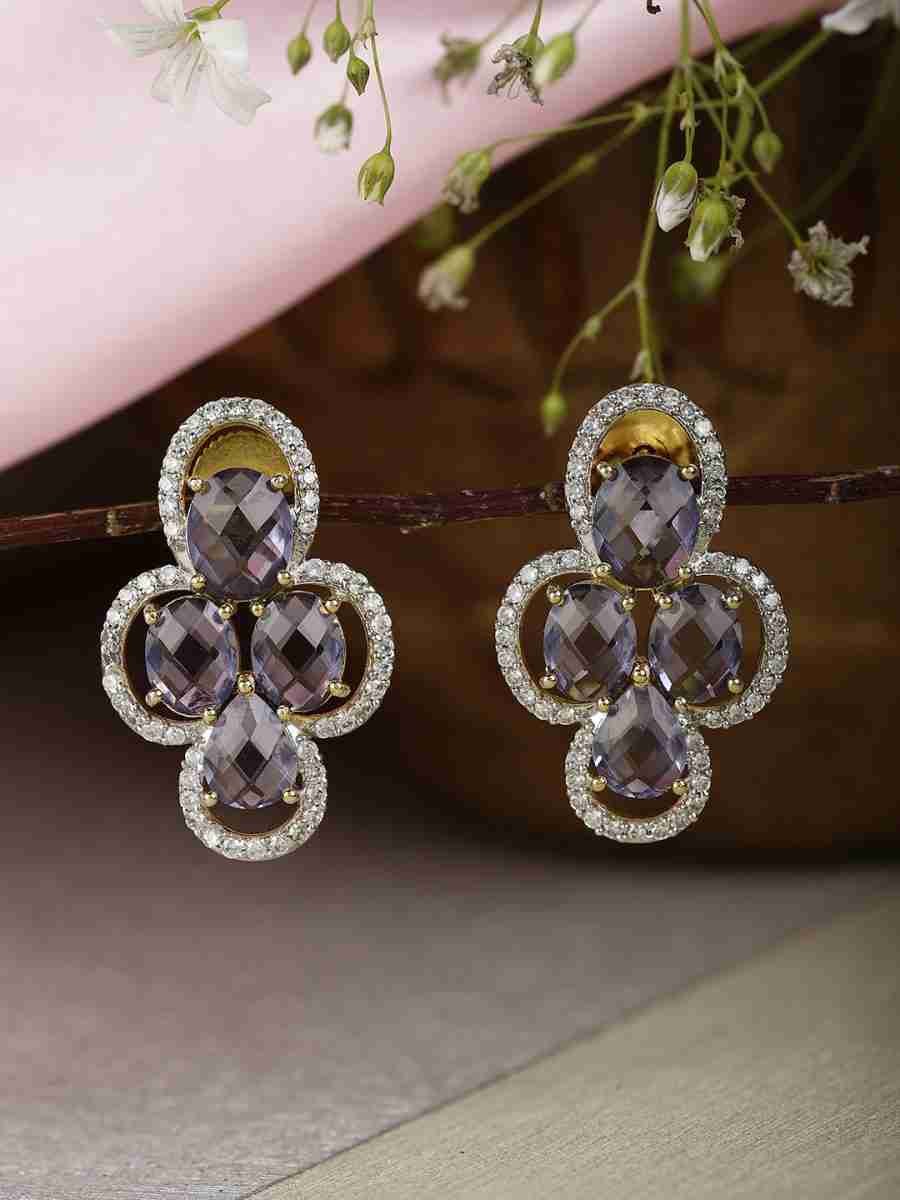 VEDA PURPLE STONE AND AD STUDDED STUDS - Image 4