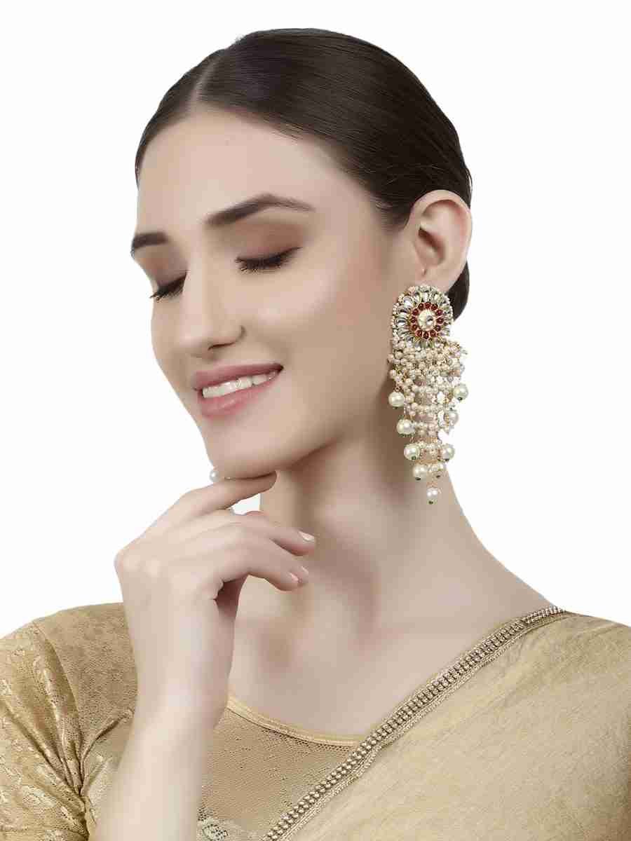 VETA PEARL AND POLKI DROP EARRINGS