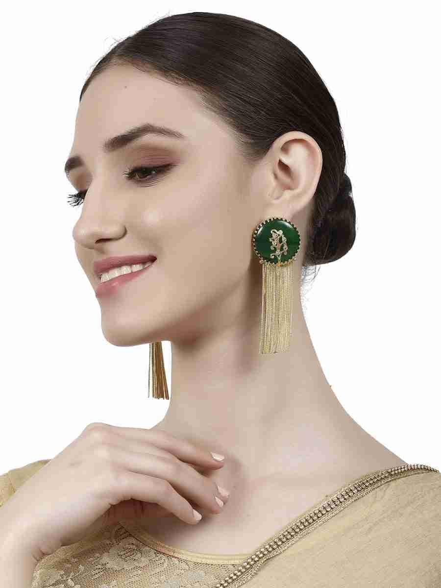 VEDA GREEN STONE DANGLER EARRING