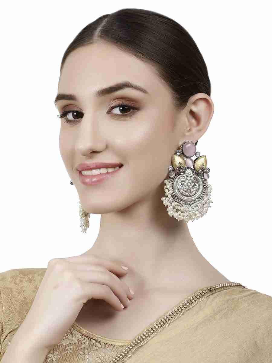 ROSHINI SILVER PLATED DANGLER EARRINGS