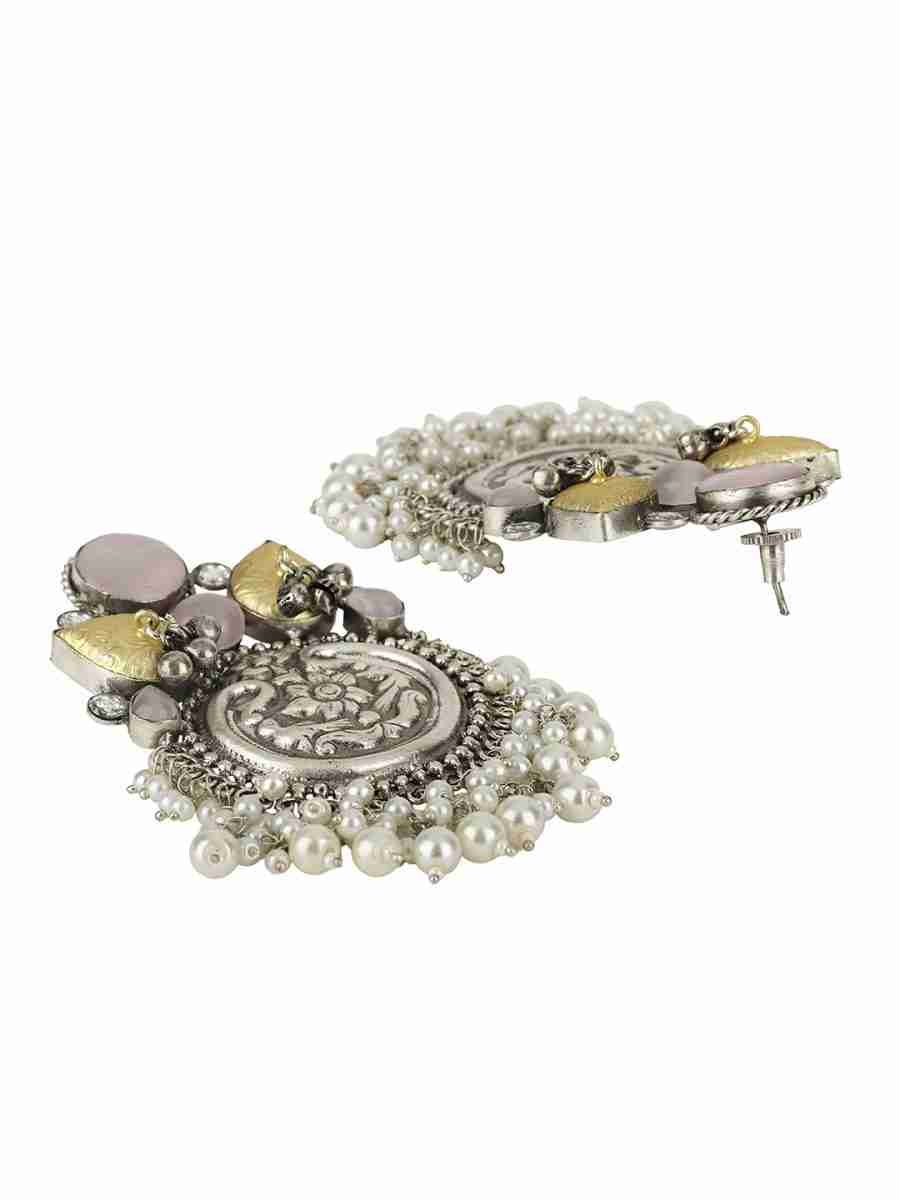 ROSHINI SILVER PLATED DANGLER EARRINGS - Image 5