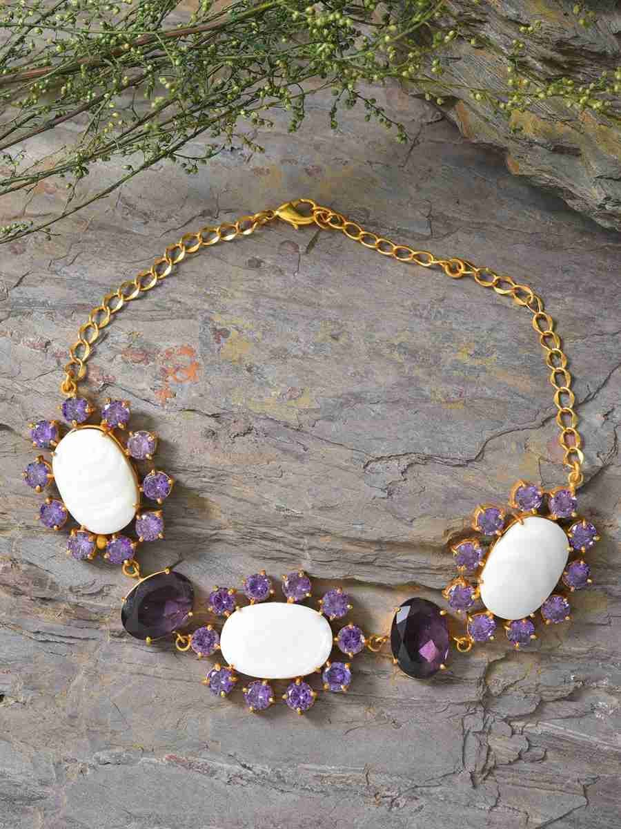 ZOE AMETHYST AND MOP CHOKER NECKLACE - Image 5