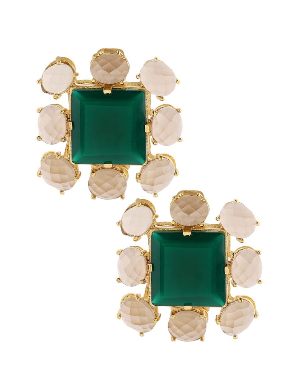 CELINE AMETHYST AND GREEN ONYX GOLD PLATED DROPS