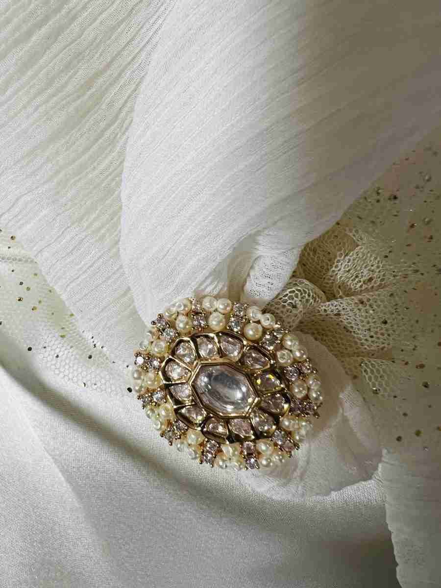 "Kundan Ring Studded with American Diamonds"