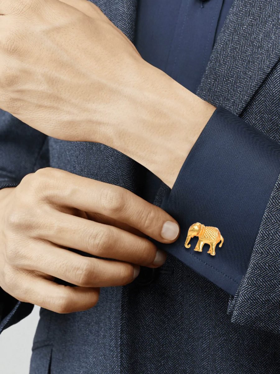 GOLD TONED ELEPHANT- SHAPED CUFFLINKS