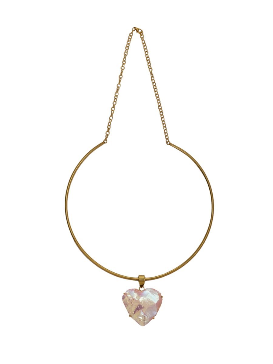 LE HALO PLATED STUDDED HEART SHAPED PENDANT AND CHAIN - Image 3