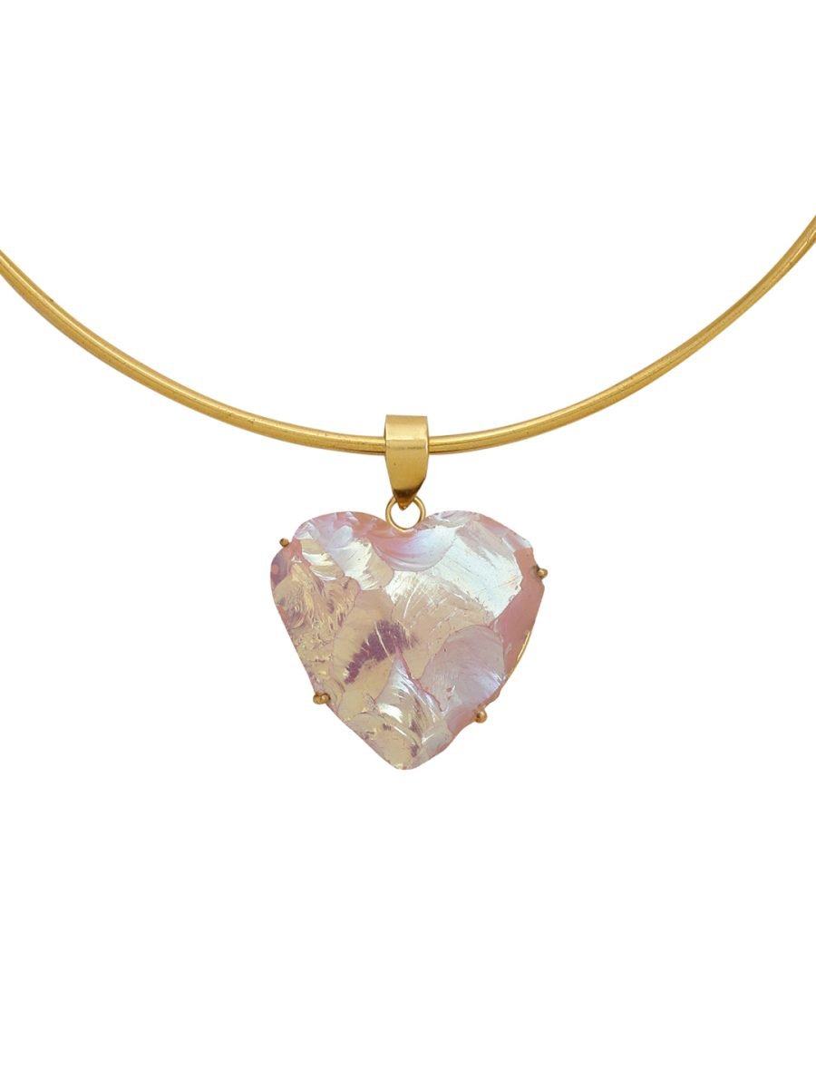 LE HALO PLATED STUDDED HEART SHAPED PENDANT AND CHAIN - Image 4