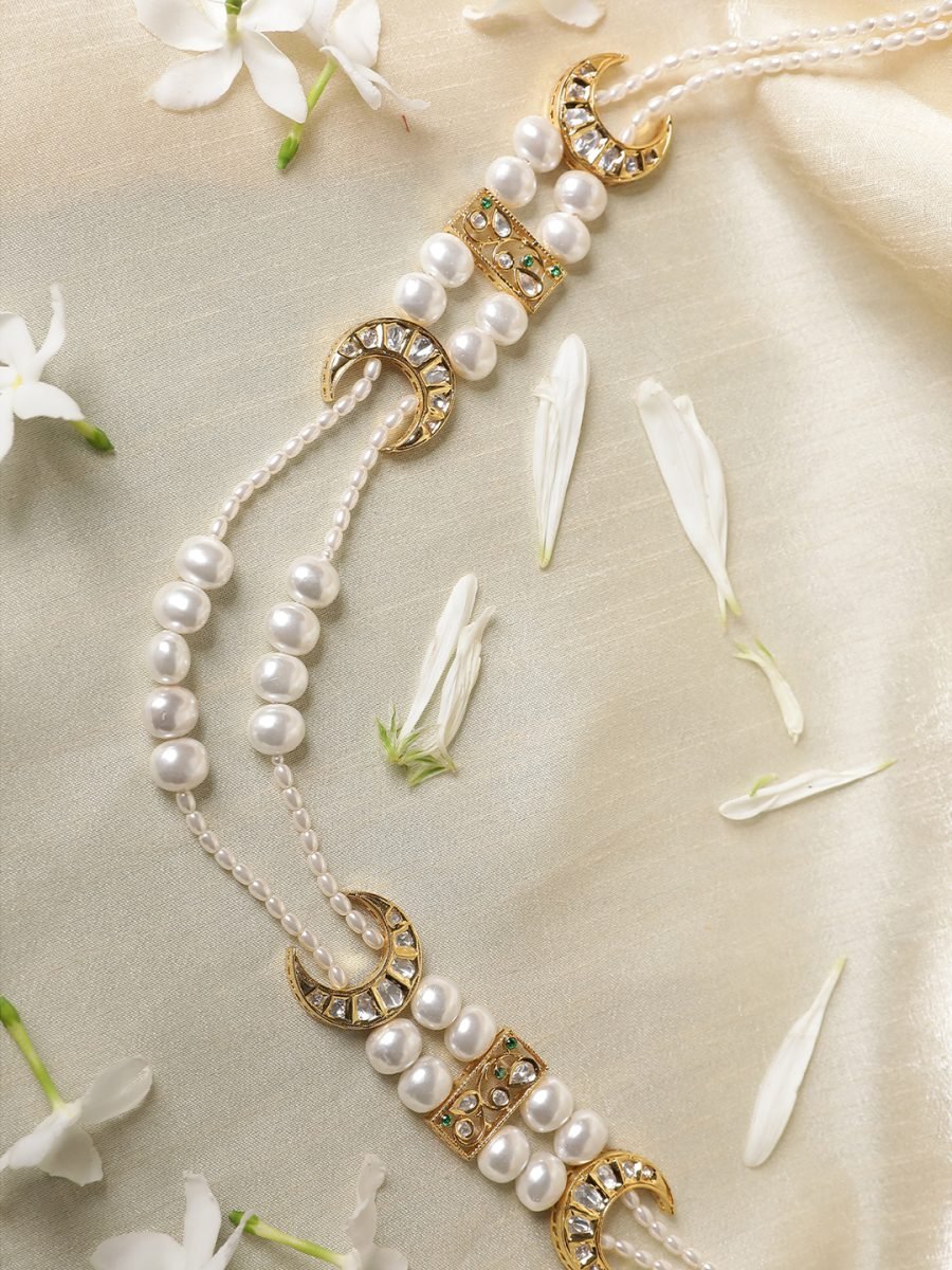 LE MATEO KUNDAN AND PEARL LONG NECKLACE - Image 5