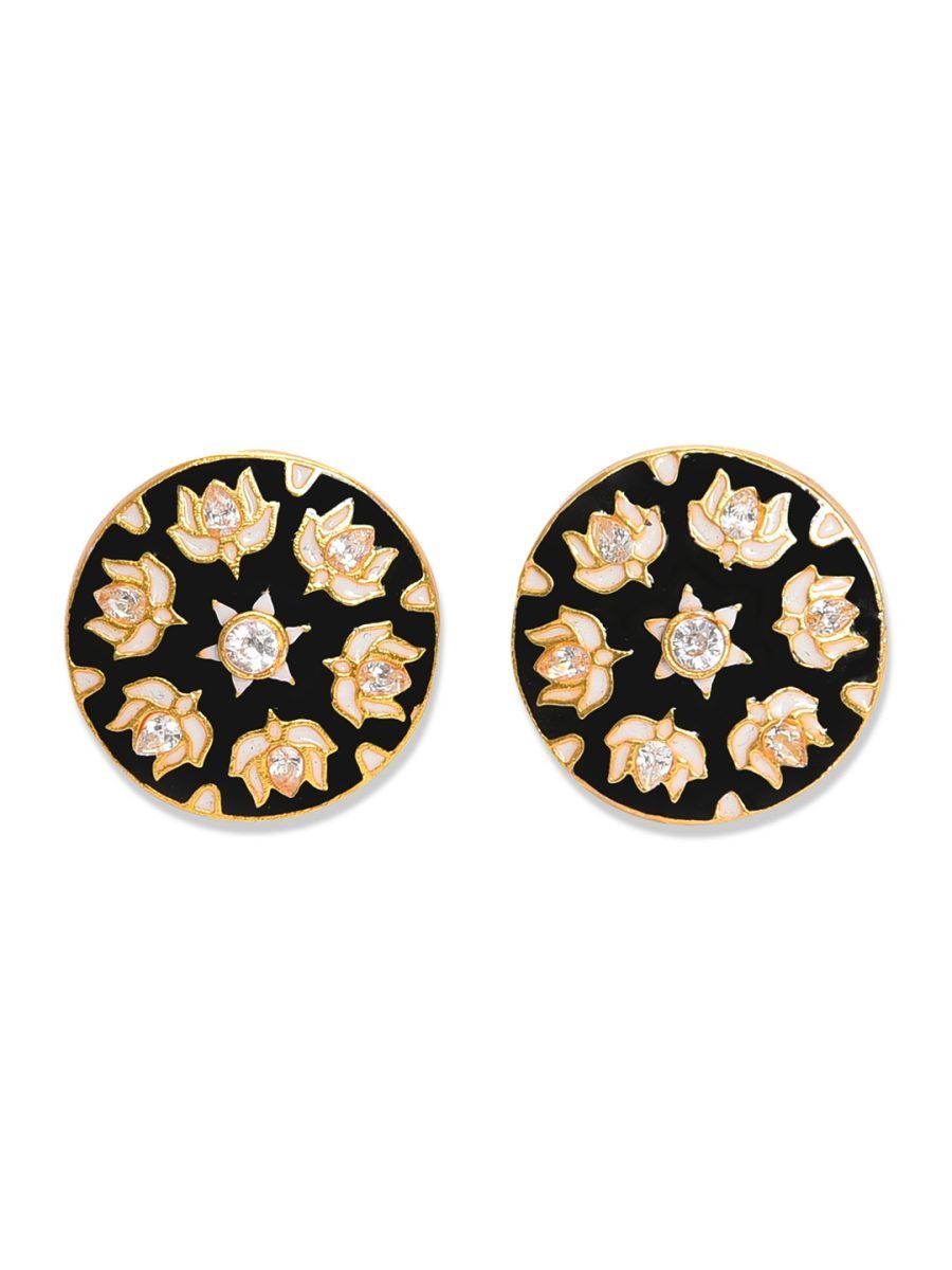 GOLD PLATED BLACK FLORAL-SHAPED CUFFLINKS - Image 3