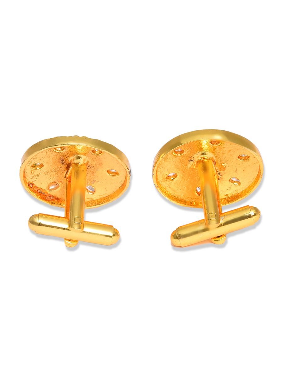 GOLD PLATED BLACK FLORAL-SHAPED CUFFLINKS - Image 5