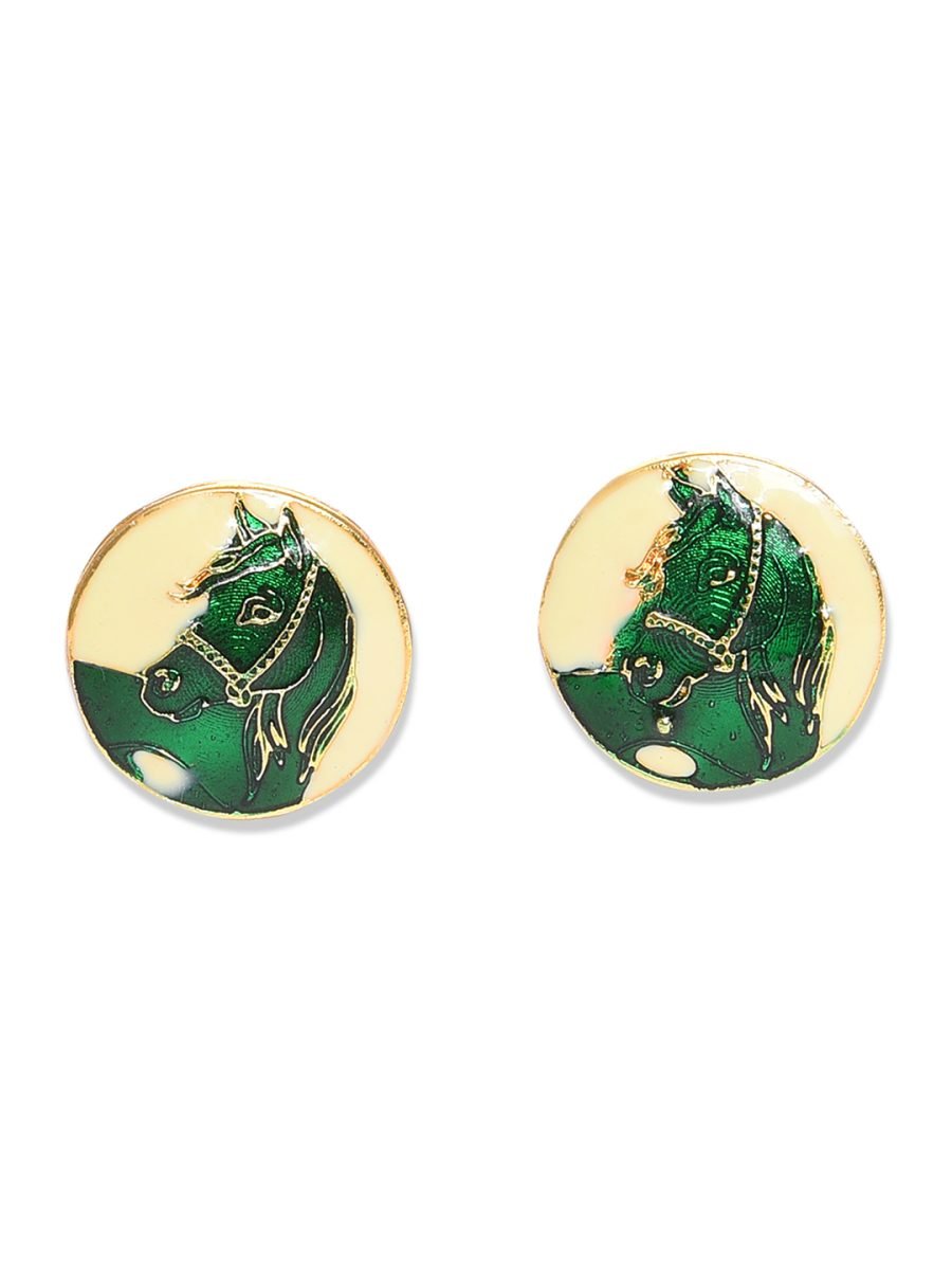 GOLD & GREEN-TONED ROUND CUFFLINKS - Image 3