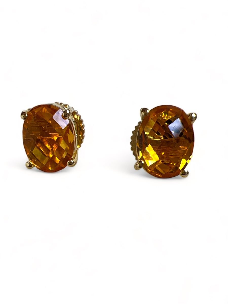 GOLD TONED ORANGE CURCULAR SHAPED STUD EARRING - Image 3