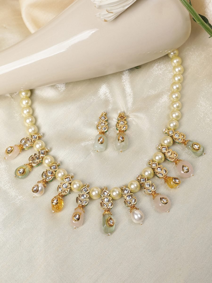 LE ORLI MULTI QUARTZ & KUNDAN NECKLACE - Image 8