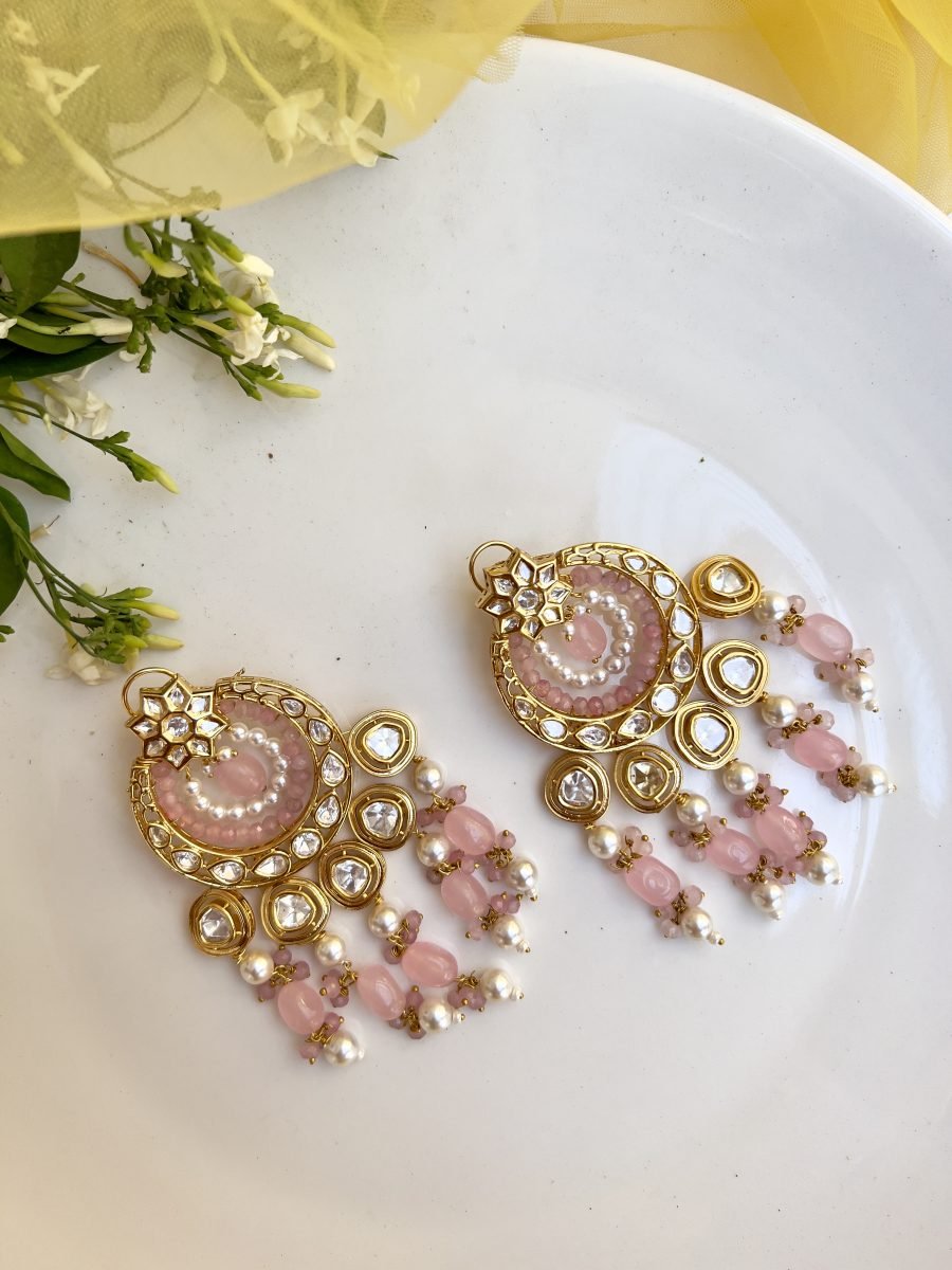 LE DAVID PINK PEARL & KUNDAN EARRINGS - Image 2