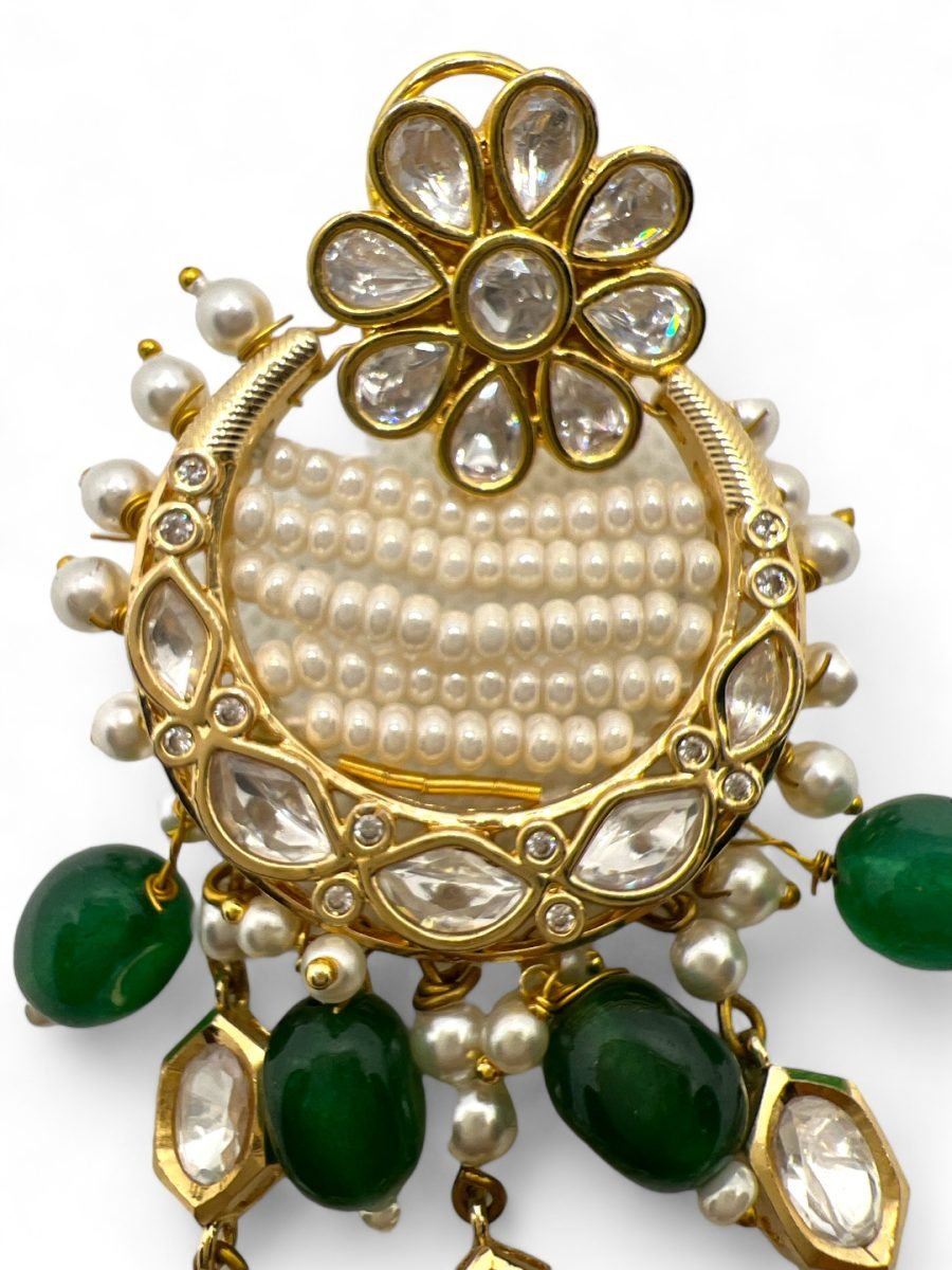 LE JOSE GREEN PEARL & KUNDAN EARRINGS - Image 5