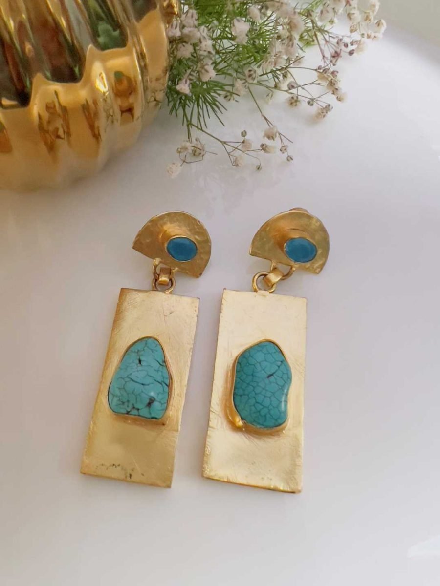 LE HANA BLUE CONTEMPORARY DROP EARRINGS